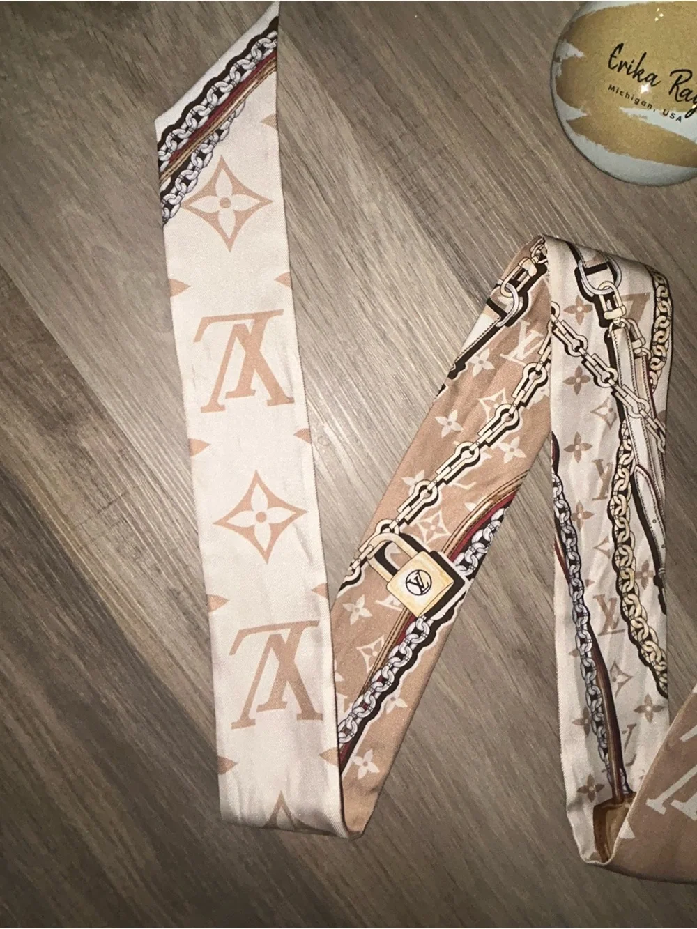 Louis Vuitton Beige Ultimate Monogram Silk Twillies- SET OF TWO TOGETHER